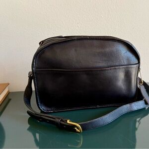 Vintage 1980s Coach NYC Black Leather Camera Bag